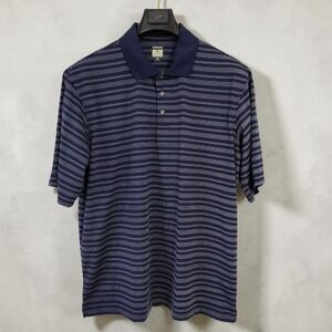 Lone Cypress Pebble Beach Mens Polo Shirt XXL Blue Striped Polyester Golf